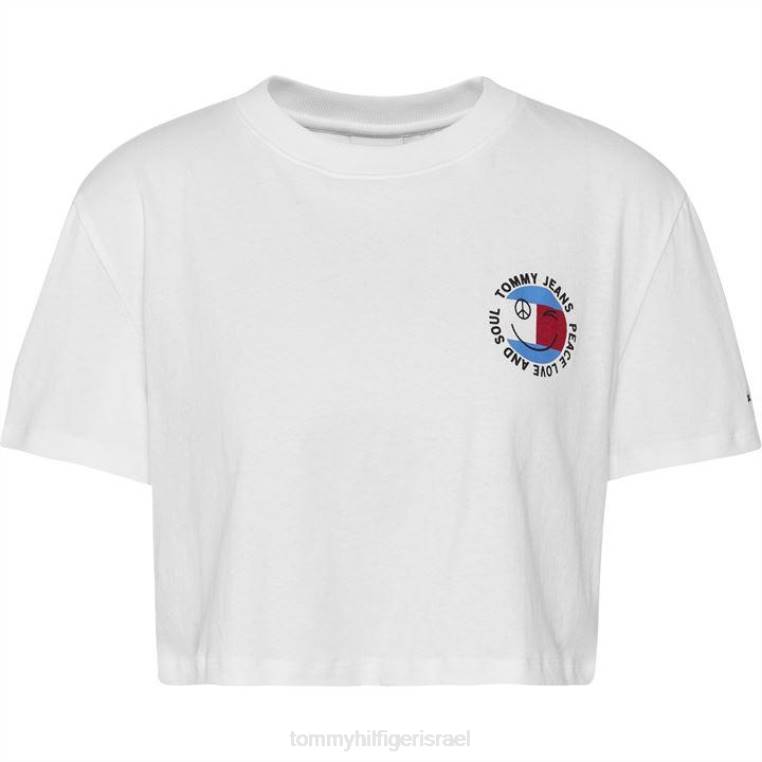 חולצת סמיילי קרופ של טומי ג'ינס NX2020502 לבן Tommy Hilfiger