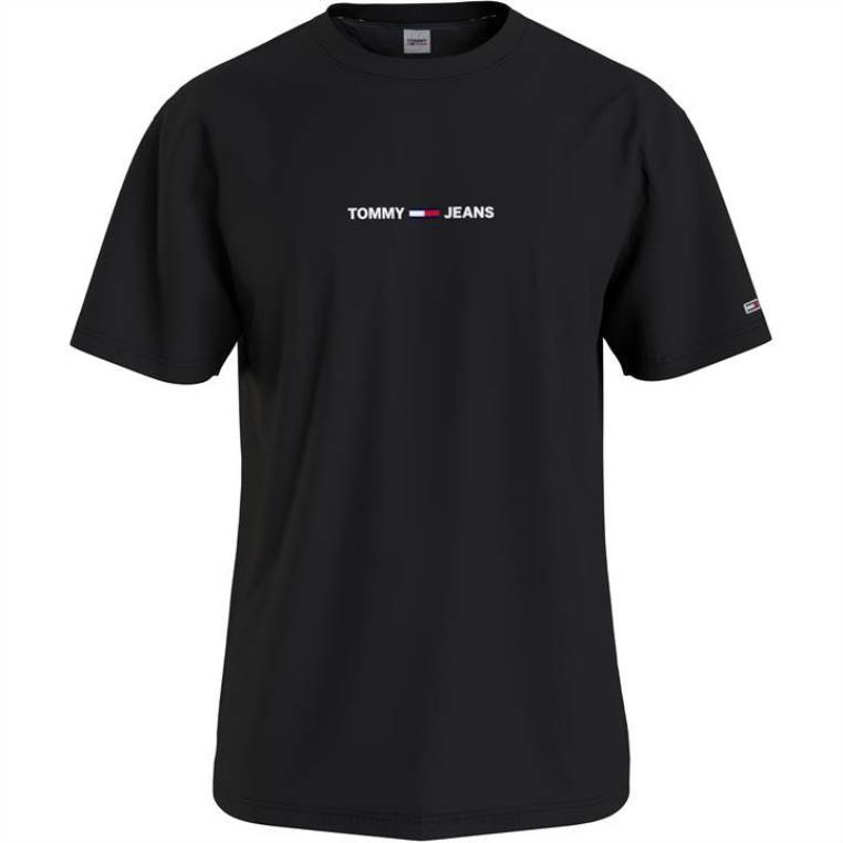 חולצת טקסט קטנה NX2020504 שָׁחוֹר Tommy Hilfiger