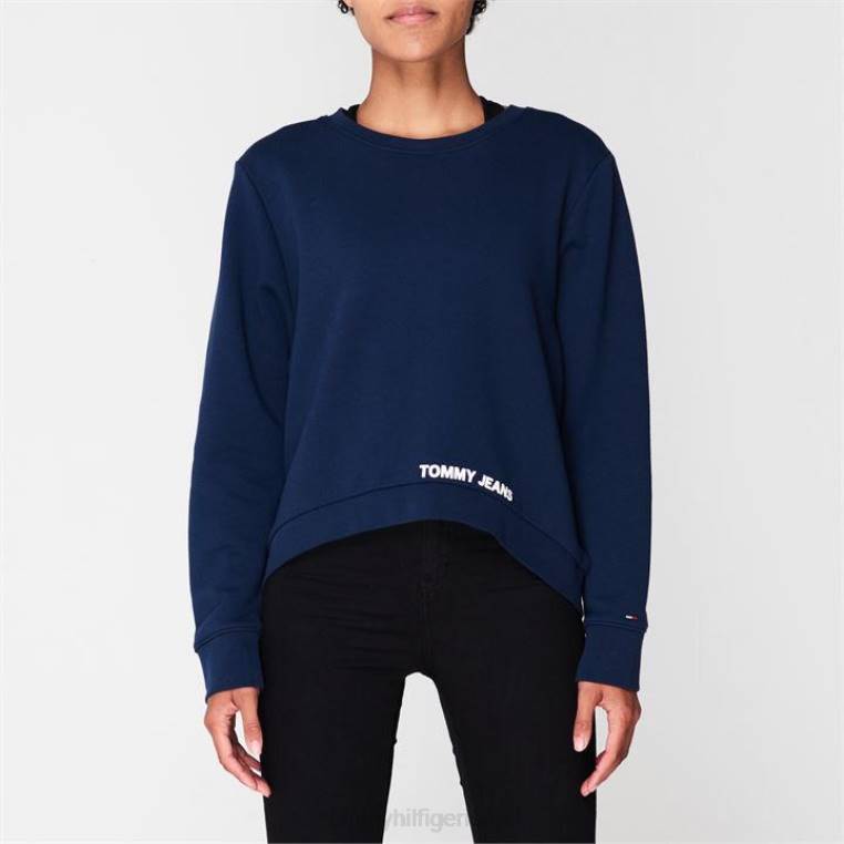 סווטשירט לוגו NX2020523 איריס שחור Tommy Hilfiger