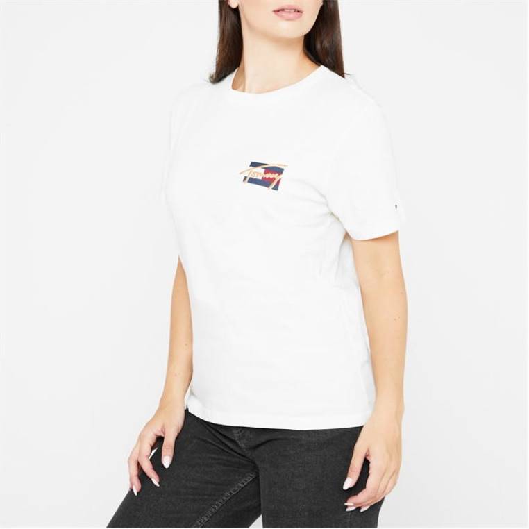 חולצת טריקו ברונזה וינטג' NX2020525 לבן כשלג Tommy Hilfiger