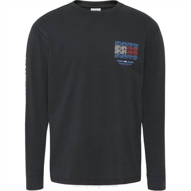 חולצת טריקו דגל וינטג' עם שרוולים ארוכים NX2020527 מיטות שחורות Tommy Hilfiger