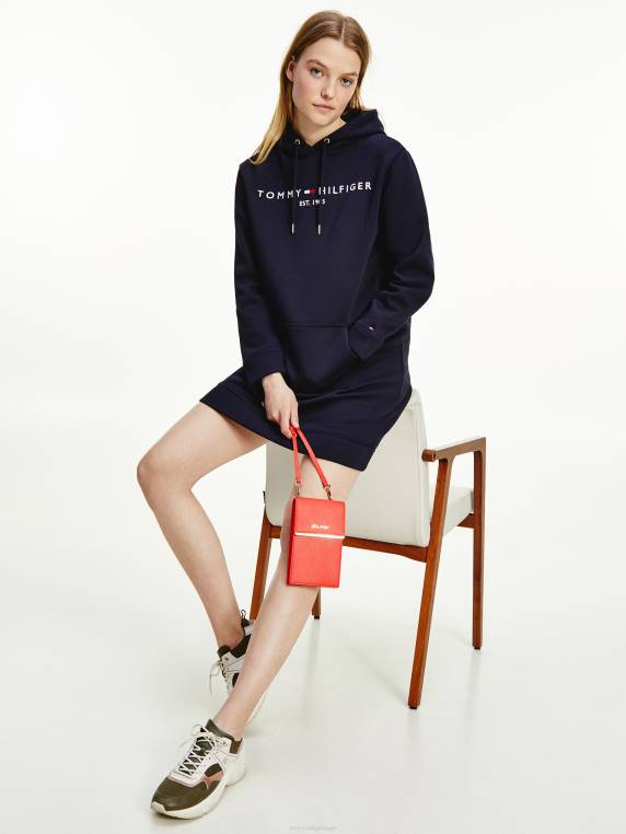 שמלת קפוצ'ון לוגו חיונית NX202059 שמיים מדבריים Tommy Hilfiger