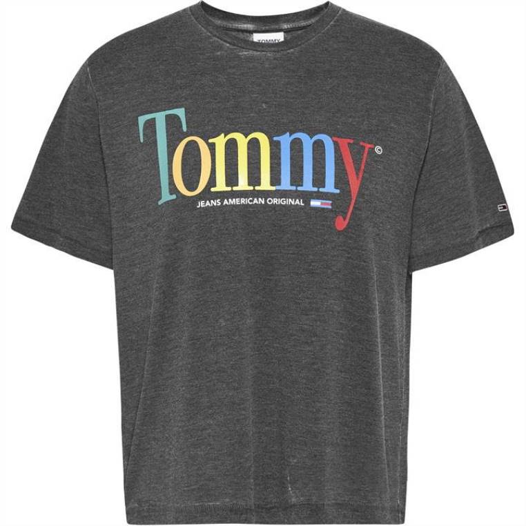 חולצת טריקו בצבע רגוע של טומי NX2020612 מיטות שחורות Tommy Hilfiger