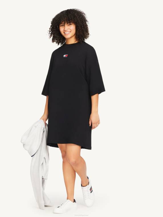 שמלת מיני חולצת טריקו תג חיוני NX202061 שָׁחוֹר Tommy Hilfiger