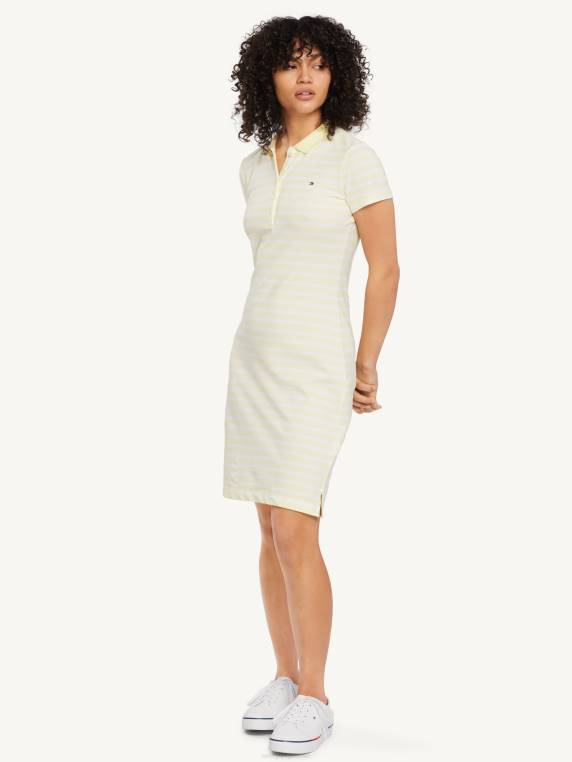 שמלת פולו פסים NX202064 פס ברטון/טוויסט לימון לבן Tommy Hilfiger