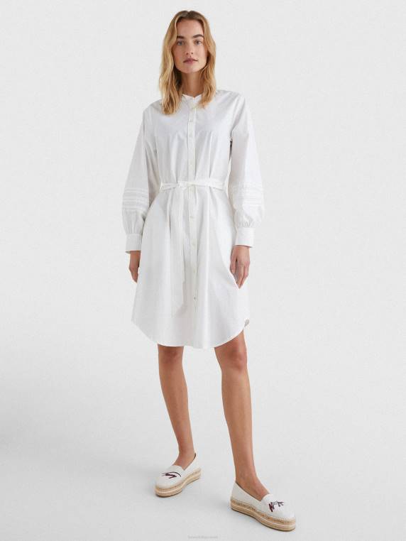 שמלת חולצה סולם תחרה בכושר רגיל NX202066 האופטי הלבן Tommy Hilfiger