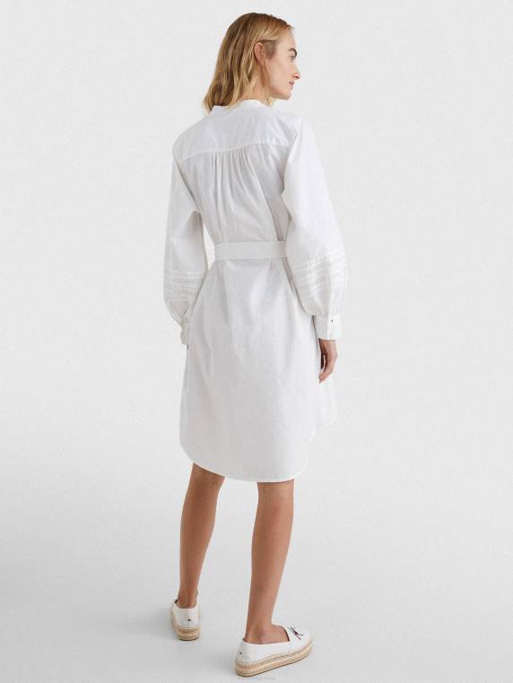 שמלת חולצה סולם תחרה בכושר רגיל NX202066 האופטי הלבן Tommy Hilfiger