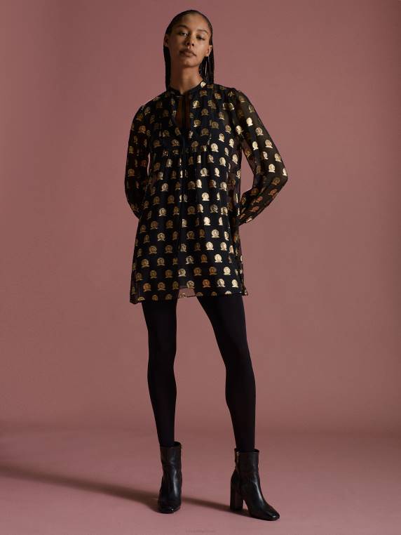 שמלת ויסקוזה של קרסט קולקציה NX202068 שָׁחוֹר Tommy Hilfiger