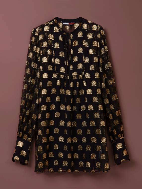 שמלת ויסקוזה של קרסט קולקציה NX202068 שָׁחוֹר Tommy Hilfiger