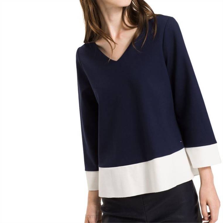 איימי בלוק העליון NX2020732 חיל הים Tommy Hilfiger