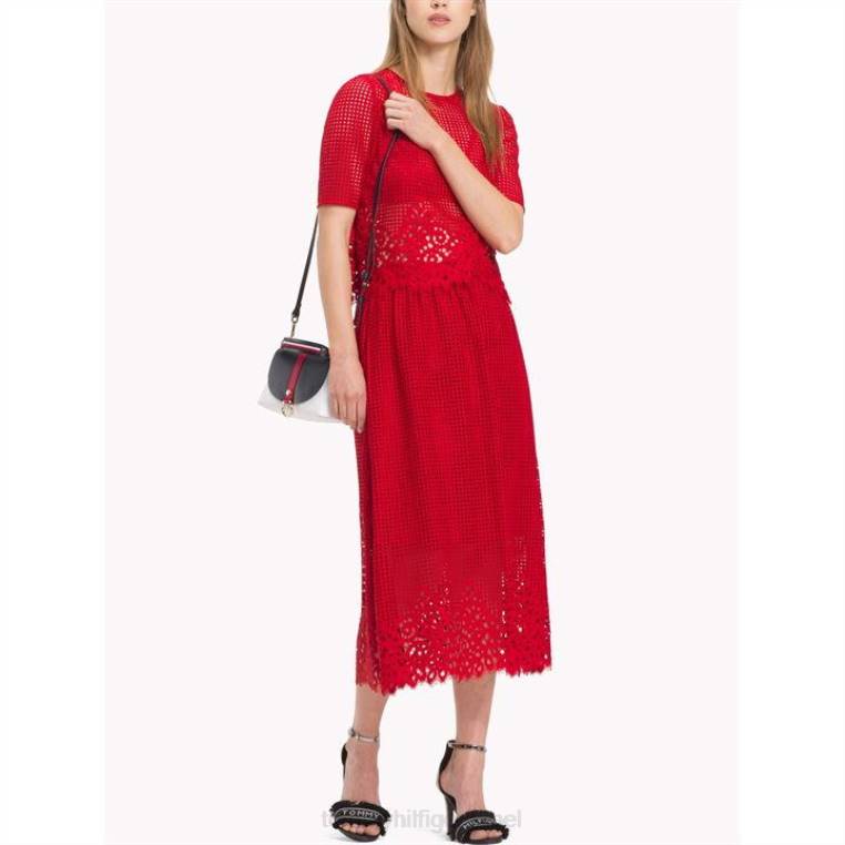 חצאית מידי בחיתוך לייזר של הלנה NX2020743 דובדבן Tommy Hilfiger