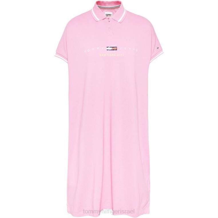 שמלת פולו מודרנית עם לוגו NX2020776 דייזי ורודה Tommy Hilfiger