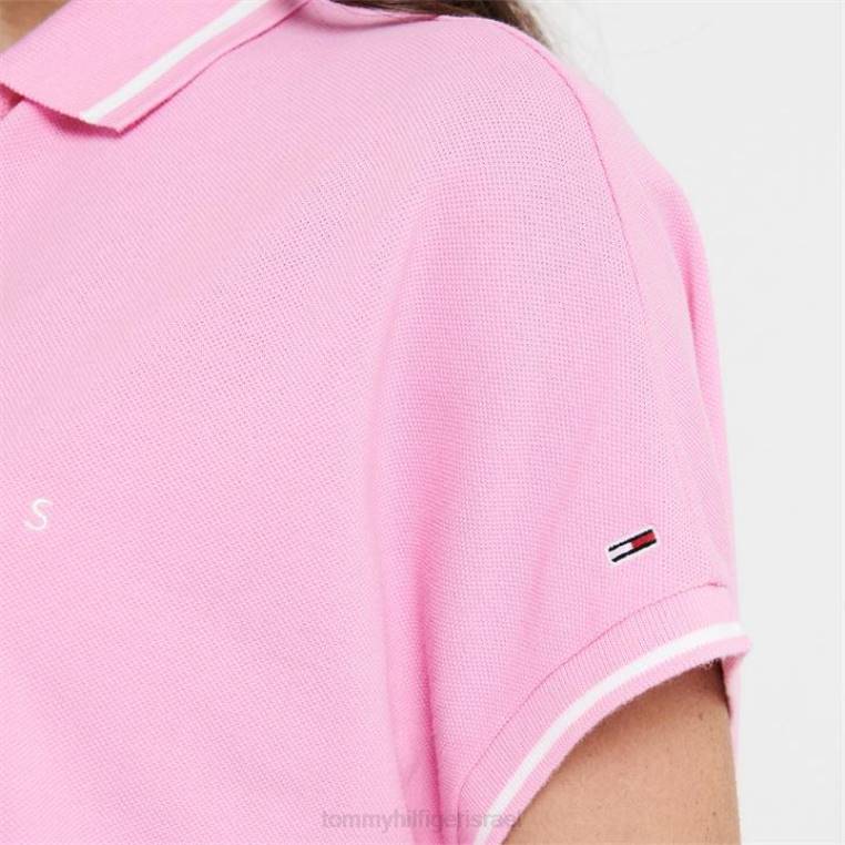 שמלת פולו מודרנית עם לוגו NX2020776 דייזי ורודה Tommy Hilfiger