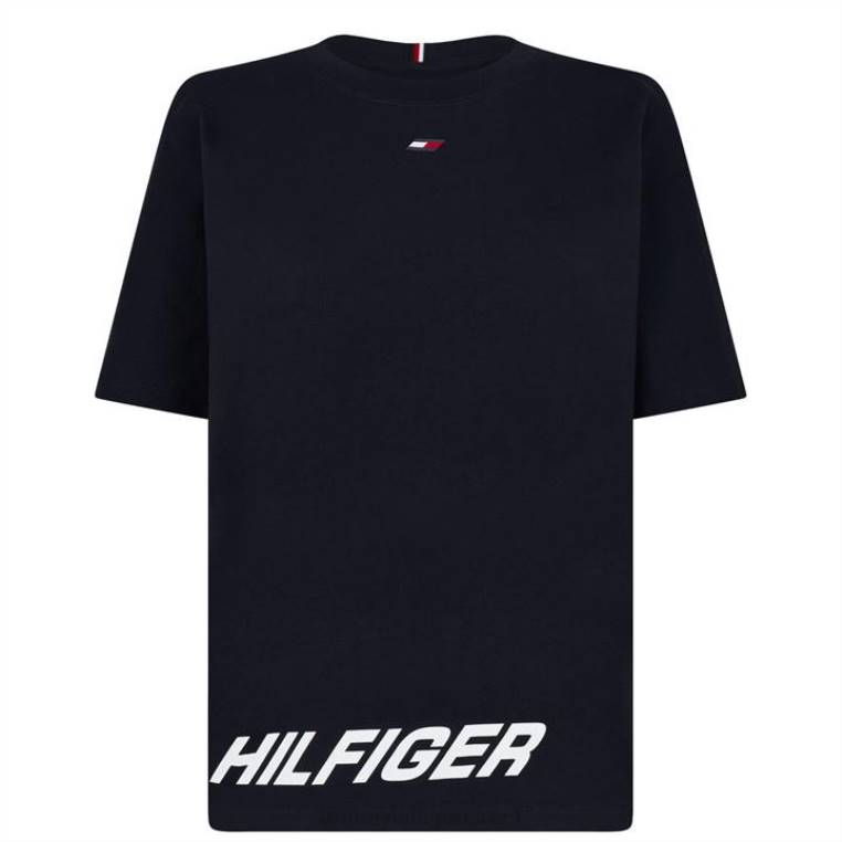 לעטוף חולצת טריקו אוברסייז NX2020799 חיל הים/לבן Tommy Hilfiger