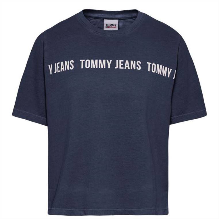 חולצת טי קרופ טייפ של טומי ג'ינס NX2020826 c87 twlight navy Tommy Hilfiger