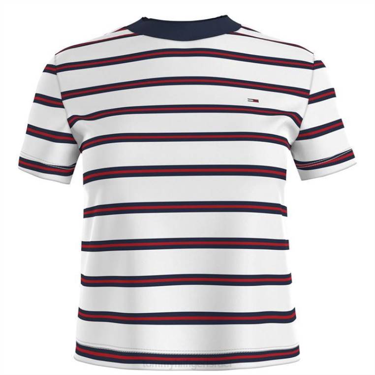 חולצת טריקו פס קרופ NX2020849 ybr לבן Tommy Hilfiger