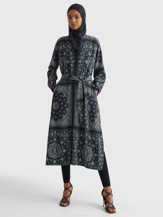 שמלת חולצת מידי בנדנה בגזרה רגועה NX202085 הניח בנדנה/שמי מדבר Tommy Hilfiger