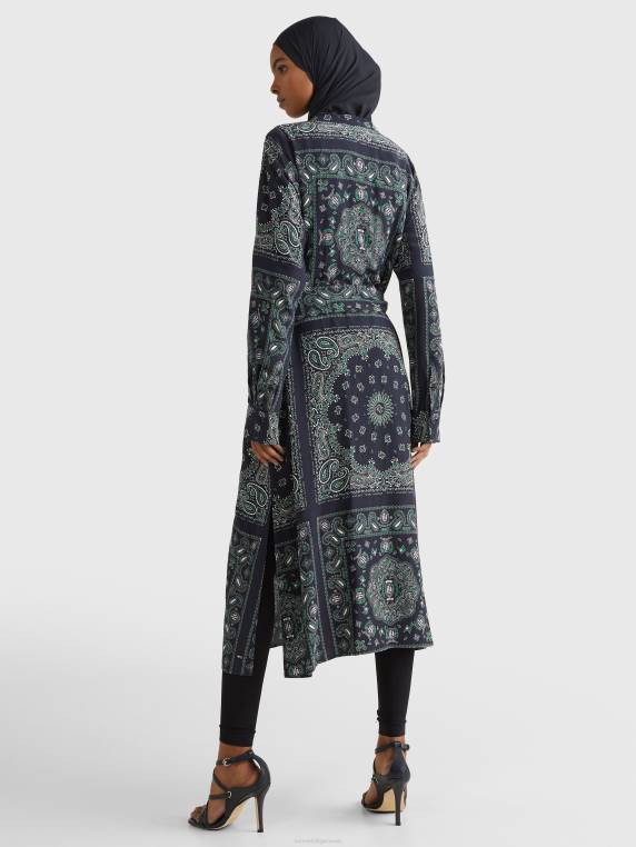 שמלת חולצת מידי בנדנה בגזרה רגועה NX202085 הניח בנדנה/שמי מדבר Tommy Hilfiger