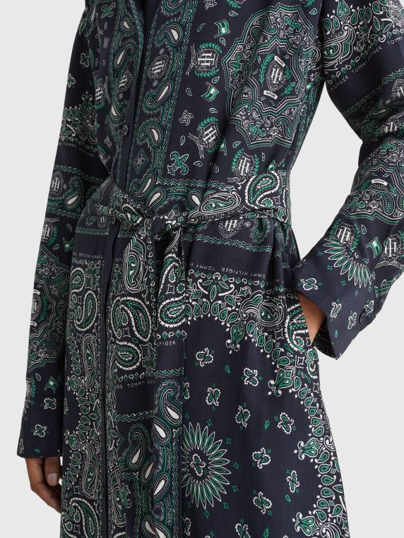 שמלת חולצת מידי בנדנה בגזרה רגועה NX202085 הניח בנדנה/שמי מדבר Tommy Hilfiger