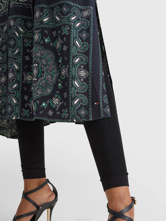 שמלת חולצת מידי בנדנה בגזרה רגועה NX202085 הניח בנדנה/שמי מדבר Tommy Hilfiger