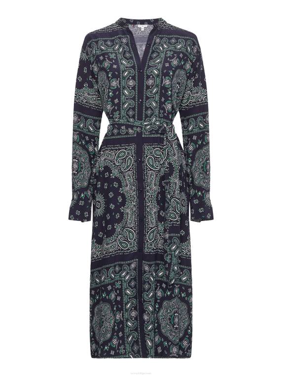 שמלת חולצת מידי בנדנה בגזרה רגועה NX202085 הניח בנדנה/שמי מדבר Tommy Hilfiger