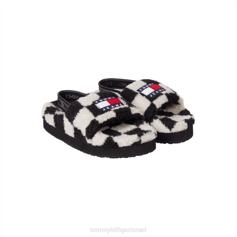 כפכף דמקה של טומי ג'ינס NX2020913 לבן שחור Tommy Hilfiger