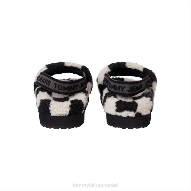 כפכף דמקה של טומי ג'ינס NX2020913 לבן שחור Tommy Hilfiger