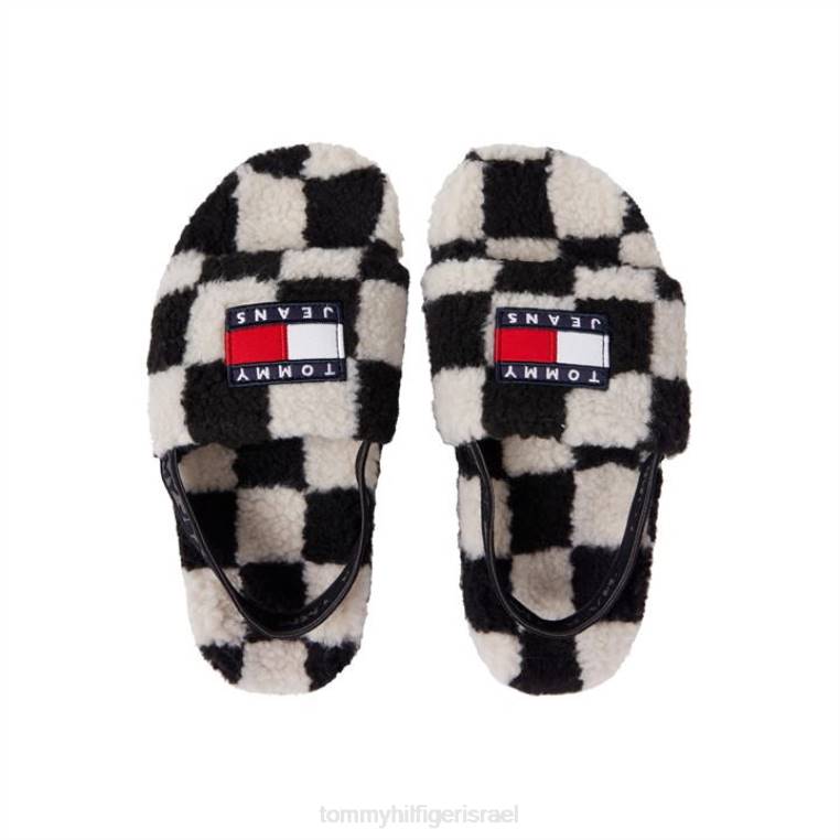 כפכף דמקה של טומי ג'ינס NX2020913 לבן שחור Tommy Hilfiger