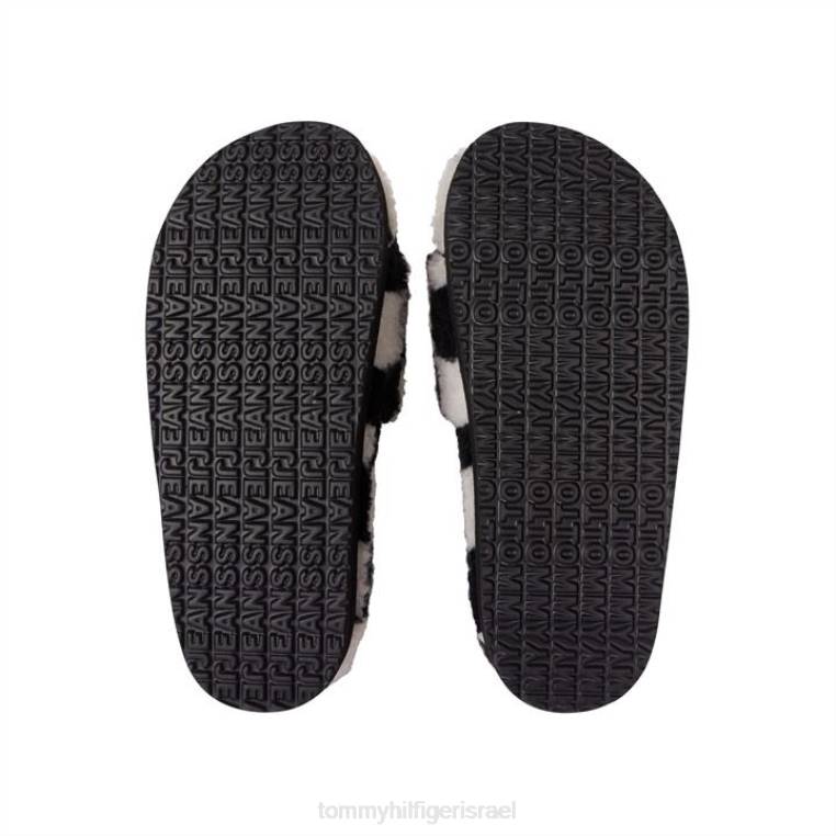 כפכף דמקה של טומי ג'ינס NX2020913 לבן שחור Tommy Hilfiger