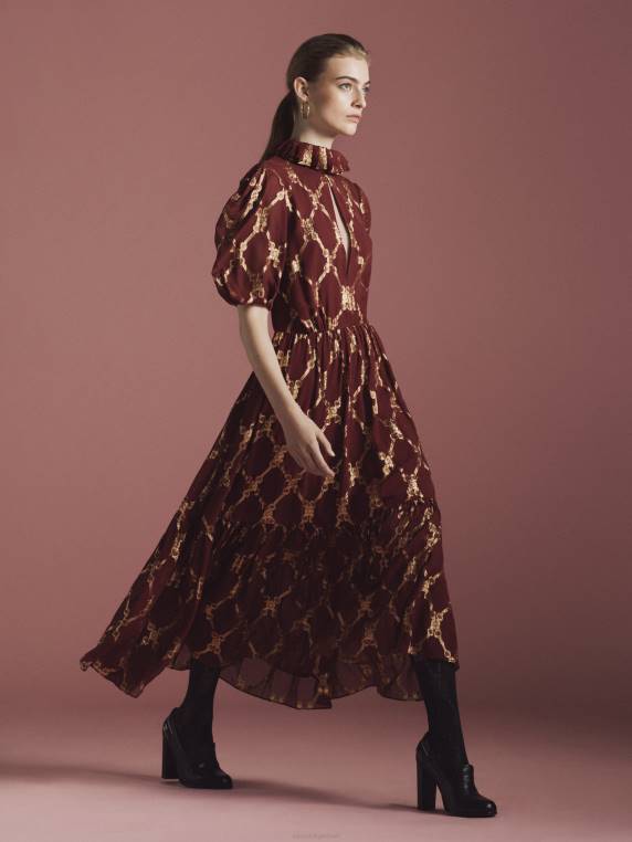 שמלת משי אוסף סמל NX202091 סוֹמֶק Tommy Hilfiger