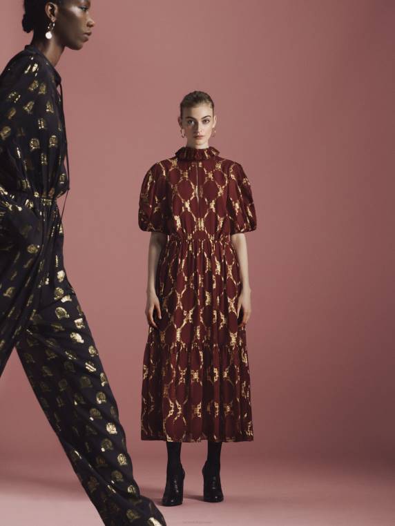 שמלת משי אוסף סמל NX202091 סוֹמֶק Tommy Hilfiger