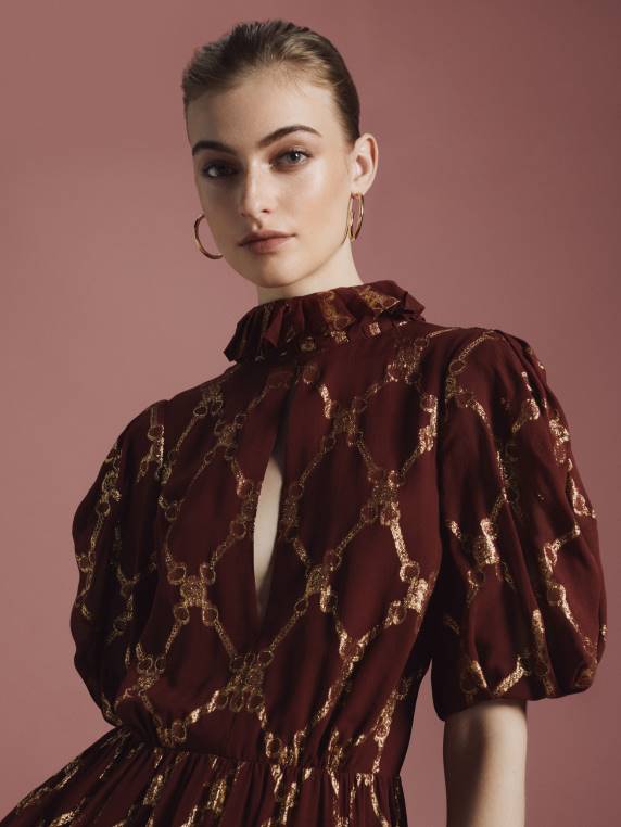 שמלת משי אוסף סמל NX202091 סוֹמֶק Tommy Hilfiger