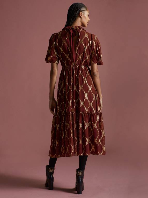 שמלת משי אוסף סמל NX202091 סוֹמֶק Tommy Hilfiger