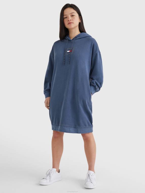 שמלת קפוצ'ון לוגו NX202096 צי הדמדומים Tommy Hilfiger
