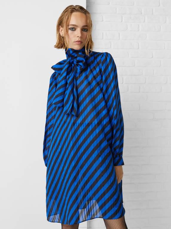 שמלת מיני פס אקסקלוסיבית בהתאמה רגועה NX202097 פס כחול Tommy Hilfiger