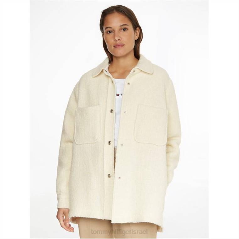 צריף קצר בתערובת צמר בוקל NX2020995 ecru ybl Tommy Hilfiger