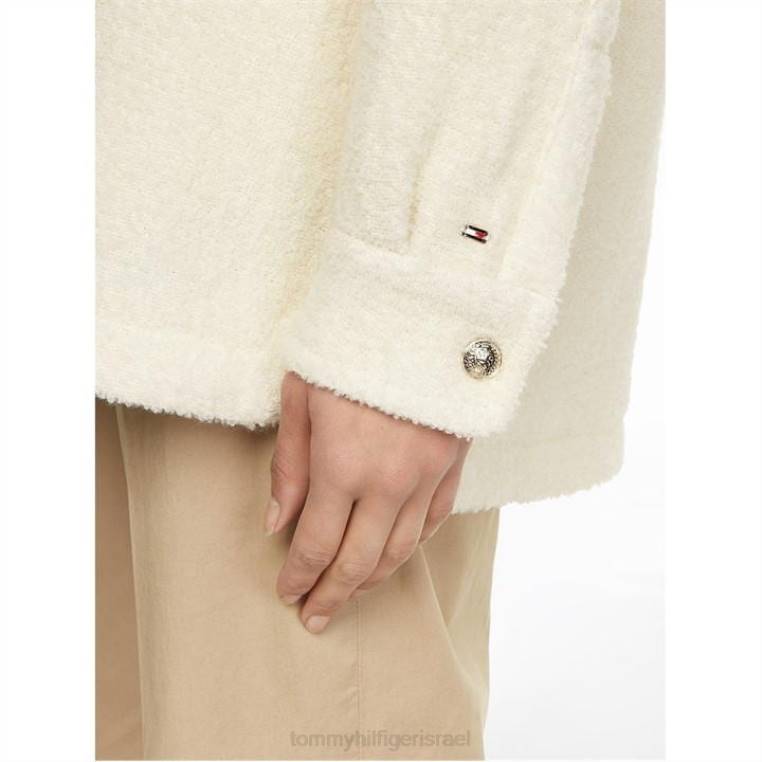 צריף קצר בתערובת צמר בוקל NX2020995 ecru ybl Tommy Hilfiger