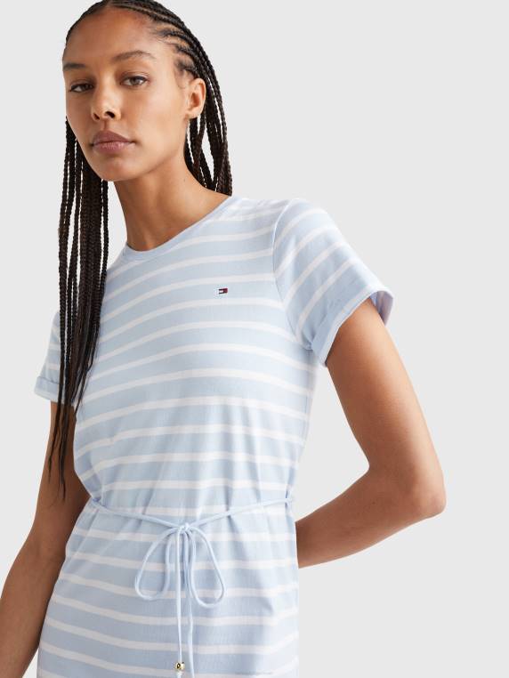 שמלת טריקו פסים NX202111 פס ברטון/לבן כחול מבריק Tommy Hilfiger