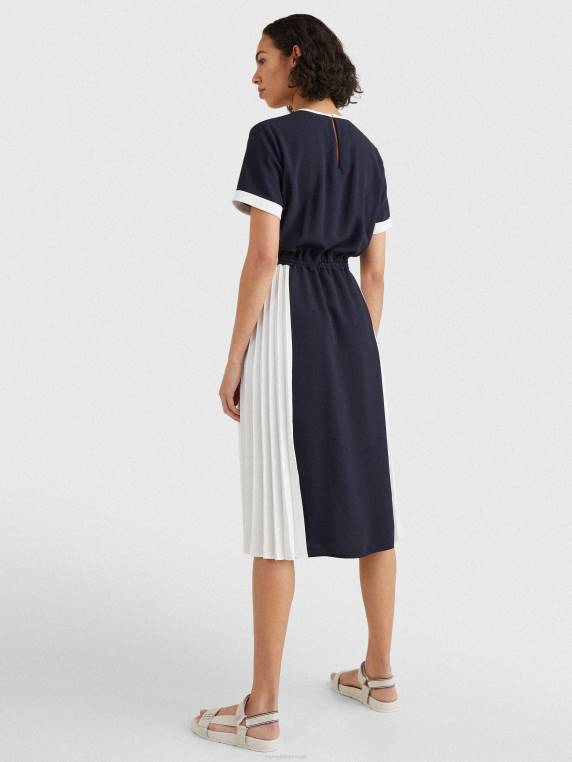 שמלת מידי עם קפלים חסומה בצבע NX202114 שמיים מדבריים/קולורבלוק אקרו Tommy Hilfiger