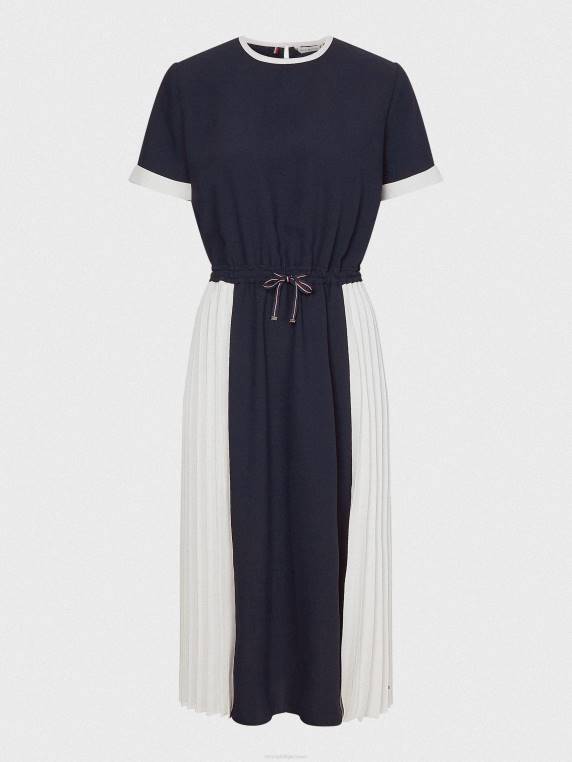 שמלת מידי עם קפלים חסומה בצבע NX202114 שמיים מדבריים/קולורבלוק אקרו Tommy Hilfiger