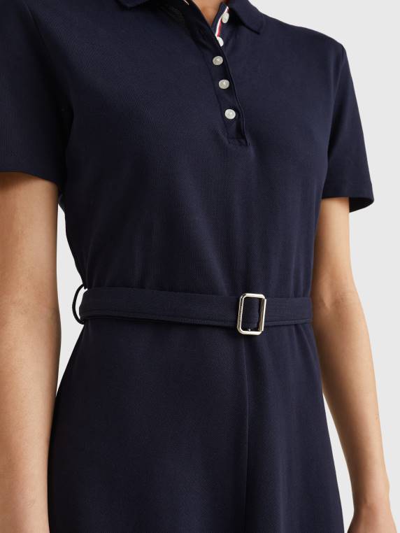 שמלת פולו מידי חגורה NX202119 שמיים מדבריים Tommy Hilfiger