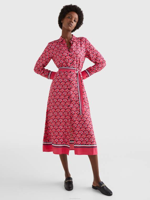 שמלת חולצת מידי בהדפס גיאומטרי NX202120 אי גיאוגרפי/ורוד גדול Tommy Hilfiger