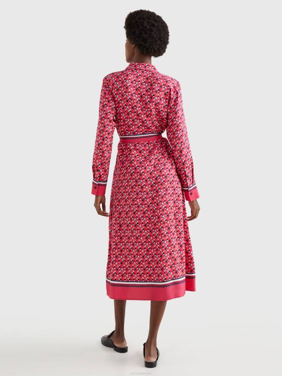 שמלת חולצת מידי בהדפס גיאומטרי NX202120 אי גיאוגרפי/ורוד גדול Tommy Hilfiger