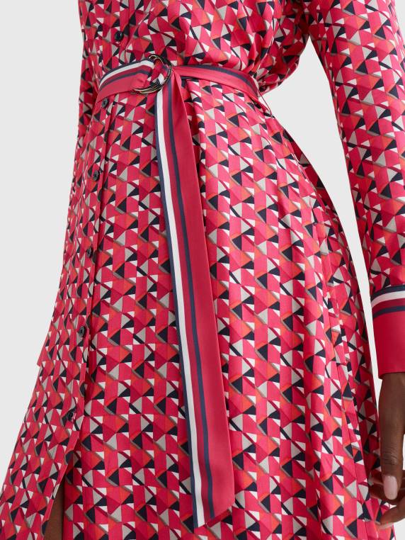 שמלת חולצת מידי בהדפס גיאומטרי NX202120 אי גיאוגרפי/ורוד גדול Tommy Hilfiger