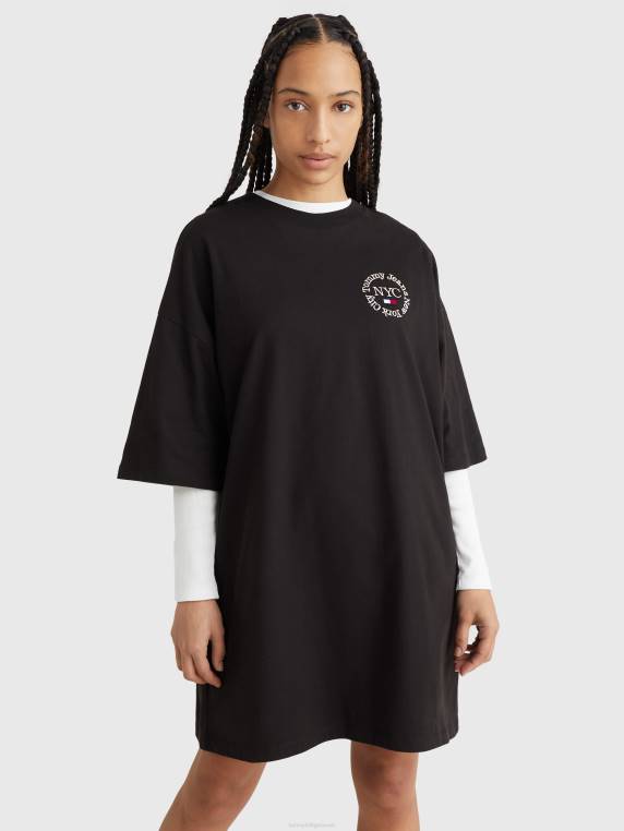שמלת טריקו נצחית עם לוגו NX202127 שָׁחוֹר Tommy Hilfiger