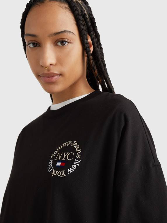 שמלת טריקו נצחית עם לוגו NX202127 שָׁחוֹר Tommy Hilfiger