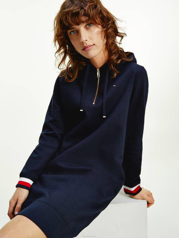 שמלת קפוצ'ון בהתאמה רגילה עם חפתים NX202128 שמיים מדבריים Tommy Hilfiger