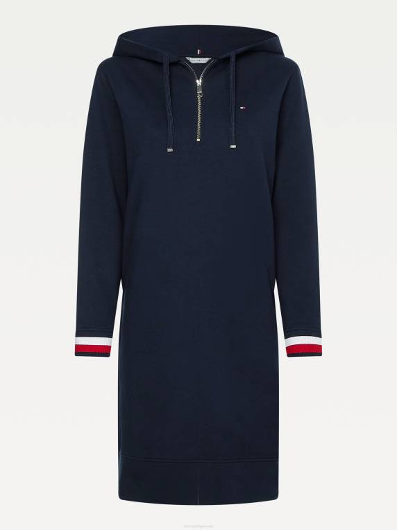 שמלת קפוצ'ון בהתאמה רגילה עם חפתים NX202128 שמיים מדבריים Tommy Hilfiger