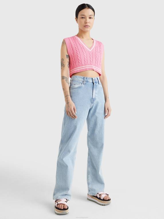 אפוד סריג כבל קצוץ NX202165 ורוד טרי Tommy Hilfiger