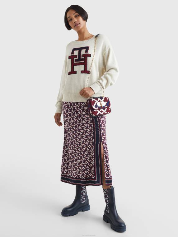 מגשר עם צווארון מונוגרמה NX202171 אברש יונה לבנה Tommy Hilfiger